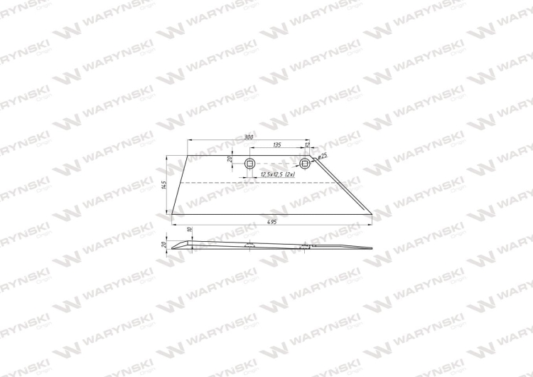 Lemiesz prawy 18" 3352030 zastosowanie SB 45 RE Lemken Pług stal borowa WARYŃSKI  3