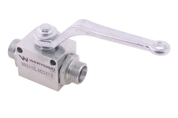 Zawór kulowy hydrauliczny 2-drogowy 2/2 M22x1.5 15L z otworami mocującymi 500 bar Waryński