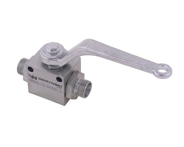 Zawór kulowy hydrauliczny 3-drogowy 3/2 M18x1.5 12L z otworami mocującymi 500 bar Waryński 4