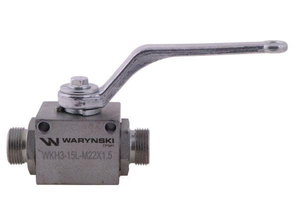 Zawór kulowy hydrauliczny 3-drogowy 3/2 M22x1.5 15L z otworami mocującymi 500 bar Waryński 2