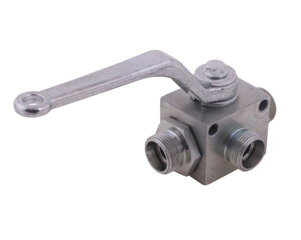 Zawór kulowy hydrauliczny 3-drogowy 3/2 M22x1.5 15L z otworami mocującymi 500 bar Waryński 3