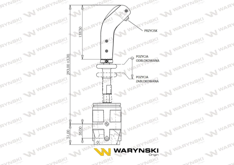 Joystick pod linki zakończone widełkami z 1 przełącznikiem (z przyciskiem na widełki IP-6029 JOYSTIKW) Waryński 3
