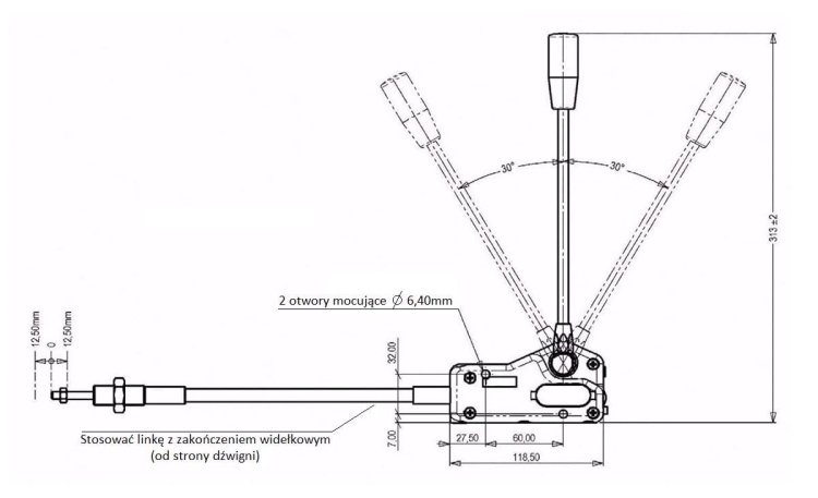 Dźwignia 3047 do sterowania rozdzielaczem hydraulicznym (na linki widełki) 3