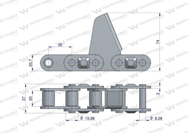 Łańcuch prawy / lewy uniwersalny przystawka do kukurydzy zastosowanie Geringhoff Waryński 2