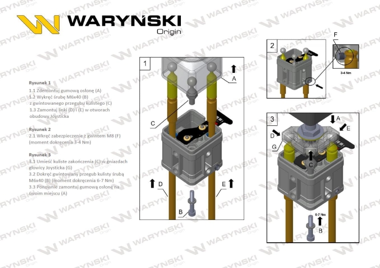 Joystick pod linki zakończone kulką z 1 przełącznikiem (z przyciskiem na kulkę IP-6019 JOYSTIKK) Waryński 6