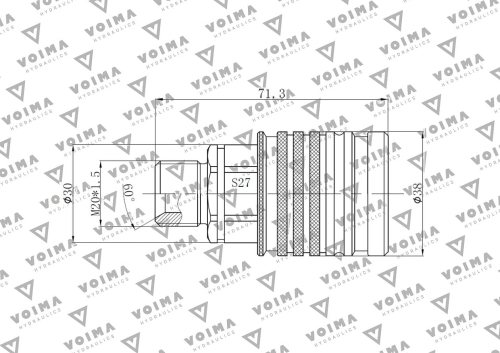 Szybkozłącze hydrauliczne gniazdo EURO M20x1.5 GZ Push-pull (9100820G) VOIMA  2