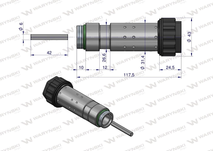 Trzpień cewki do elektrozaworów W-E12DVS6/2-80L Waryński  2
