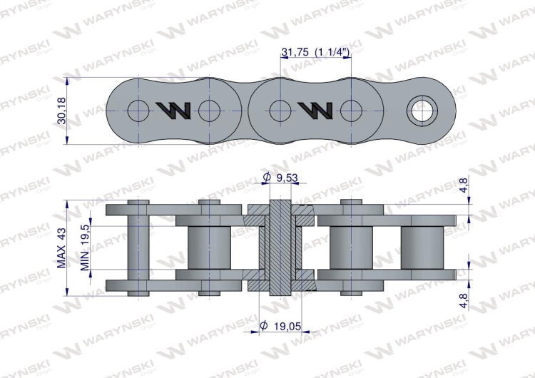 Łańcuch rolkowy 20AH-1-71PS ANSI A 100 H zastosowanie Prasa Rolująca Famarol Waryński 2