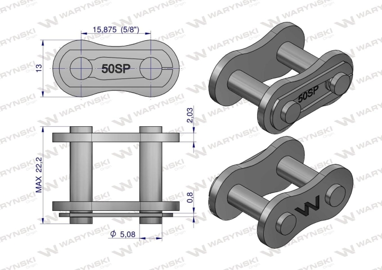 Zamek łańcucha Z50SP (R1 5/8) Waryński 2