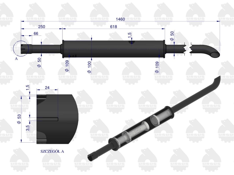 Tłumik 1460mm 5.6kg MF3 ORYGINAŁ URSUS 3