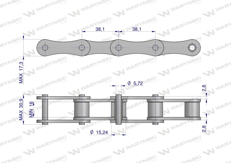 Łańcuch rolkowy S51 5m Waryński 2