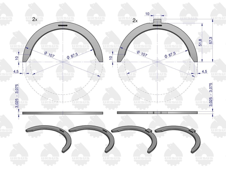 Komplet półpierścieni (pierwszy szlif) N-0,25 80002041 C-385 ORYGINAŁ URSUS 2