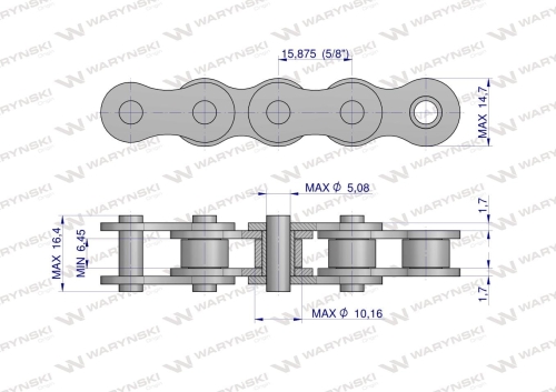 Łańcuch rolkowy 10BF20 zastosowanie Claas 176410. 176410.0. 0001764100 Waryński 2