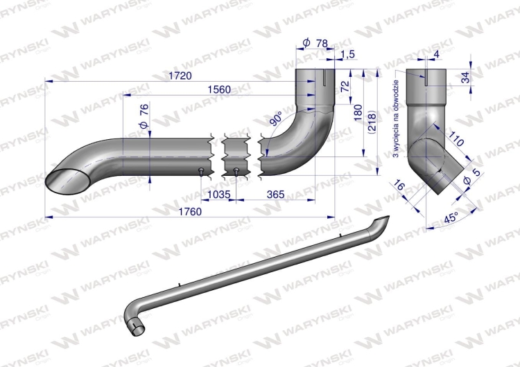 Tłumik rura wydechu inox AL164277 John Deere WARYŃSKI (3)