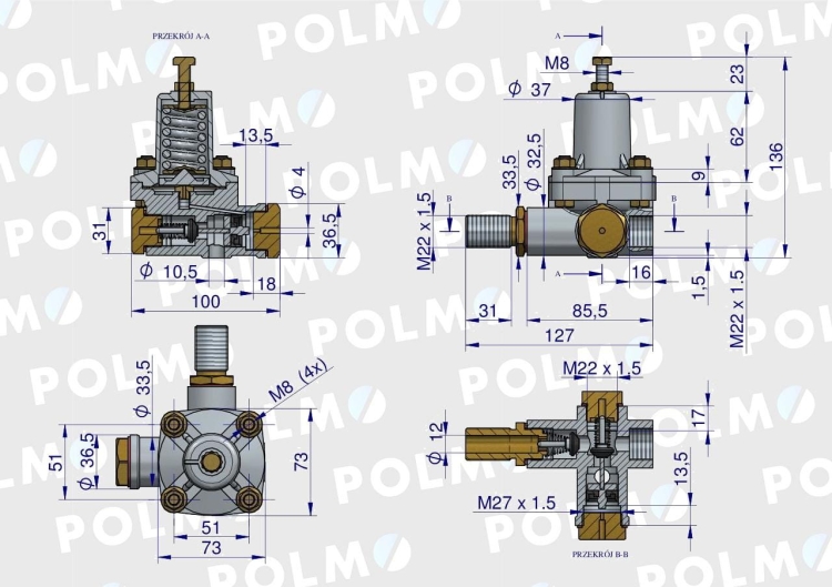 Regulator ciśnienia powietrza 42480170 C-330 C-360 C-385 POLMO 2