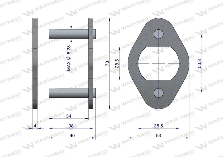 Zamek 216B spinka ogniwo duże z otworem zastosowanie Prasa Rolująca Krone 9220070 Waryński 2