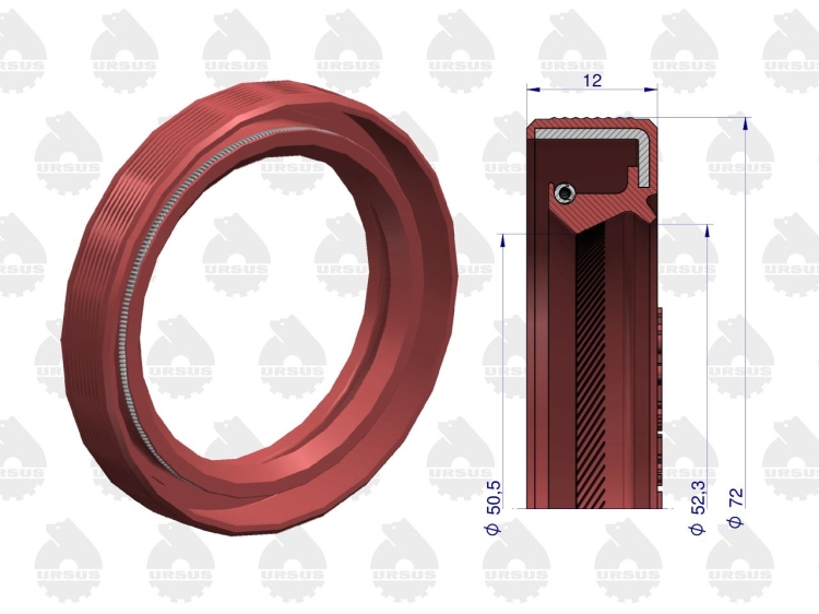 Pierścień uszczelniający uszczelniacz wału korbowego przedni 974240 52x72x12 Fluoroelastomer C-385 ZETOR ORYGINAŁ URSUS 2