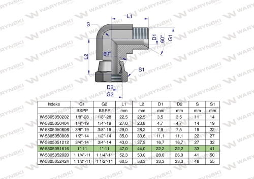 Kolanko hydrauliczne calowe AB 1" BSP Waryński 2