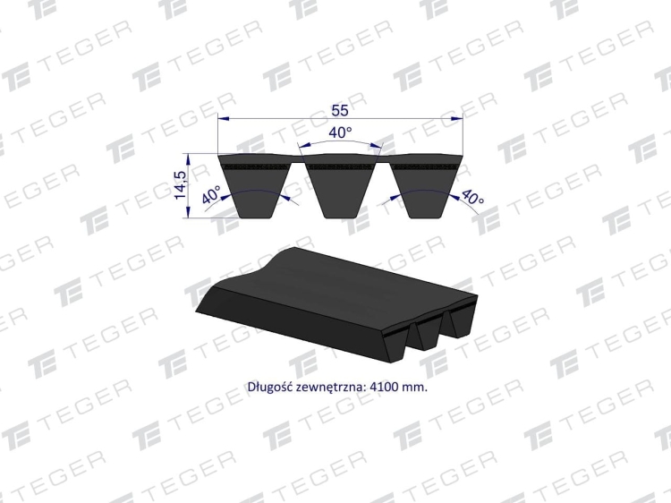 Pas klinowy Hard-Belt (T-653060.0) AP1003653 do CLAAS 653060.0 TEGER 3