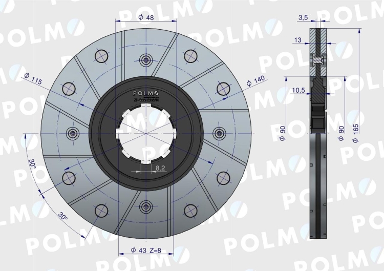 Tarcza hamulca fi 165 nowy typ 5040240781 Bizon POLMO 2