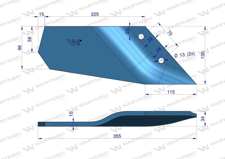 Lemiesz wygięty krótki lewy zastosowanie Lemken Smaragd Waryński 3