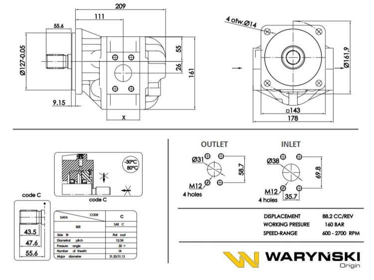 Pompa hydrauliczna P2C2120C5B26C P-006C Waryński (3)