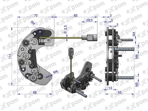 Prostownik diody alternatora AX230000, EX260000 AX260000EX C-330 C-360 Nowy Typ EXPOM KWIDZYN eu 2