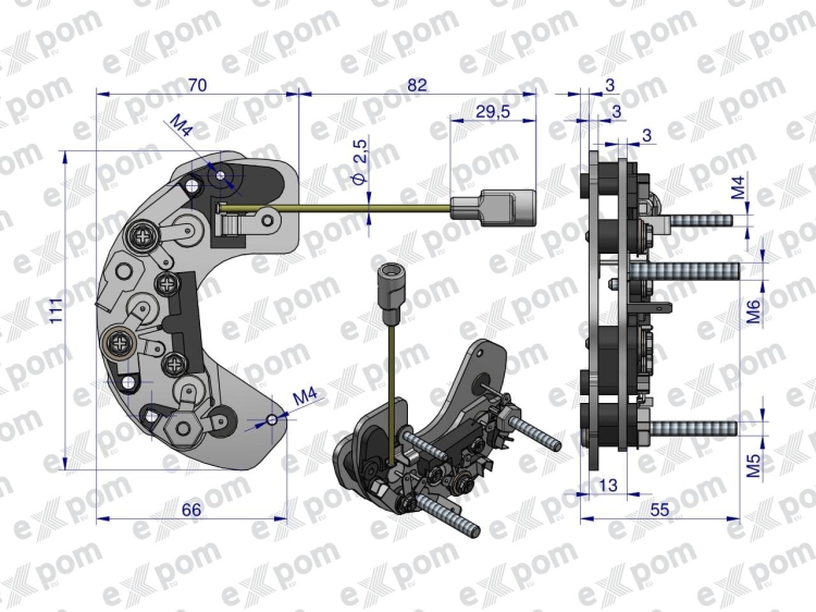 Prostownik diody alternatora AX230000, EX260000 AX260000EX C-330 C-360 Nowy Typ EXPOM KWIDZYN eu 2
