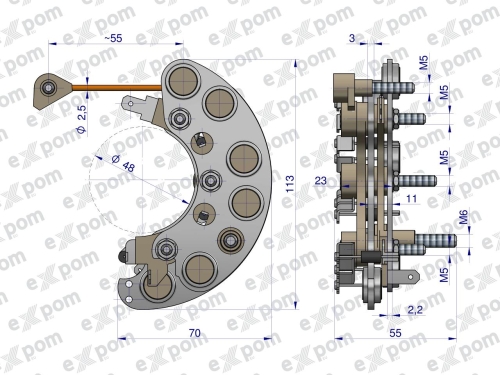 Prostownik alternatora 9515672EX C-385 Nowy Typ Expom eu 2
