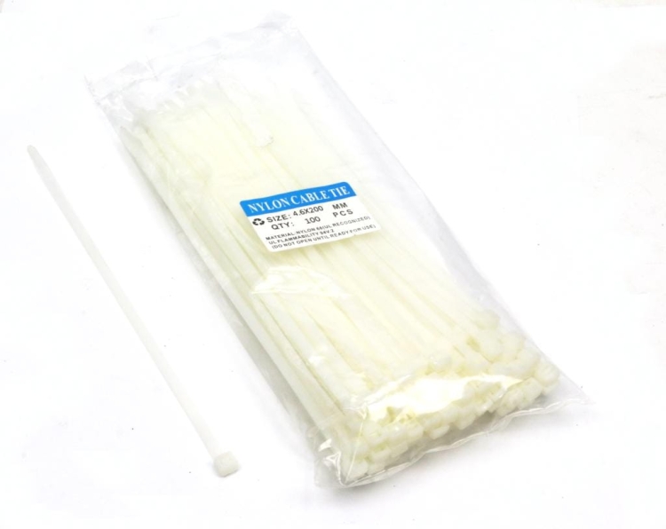 Opaski kablowe trytytki 4.6 x 200mm 100 szt w worku jasne odporne na UV