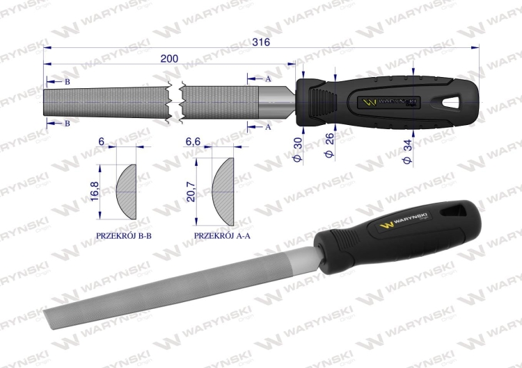 Pilnik półokrągły 200 mm Waryński 2
