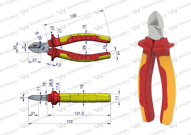 Szczypce izolowane boczne 160 mm VDE Waryński 2