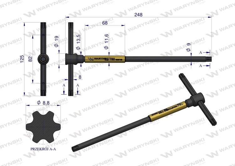 Klucz T ze spinnerem TORX T50 Waryński 2