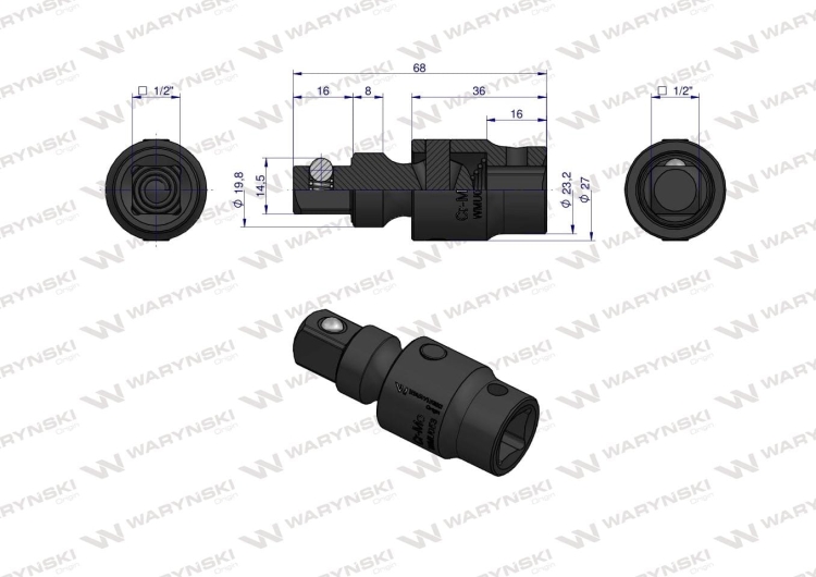 Przegub do nasadek udarowych 1/2" CrMo Waryński 2