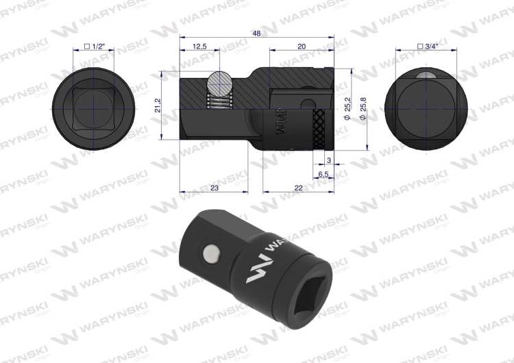 Redukcja 1/2" -3/4" 25mm Waryński 3