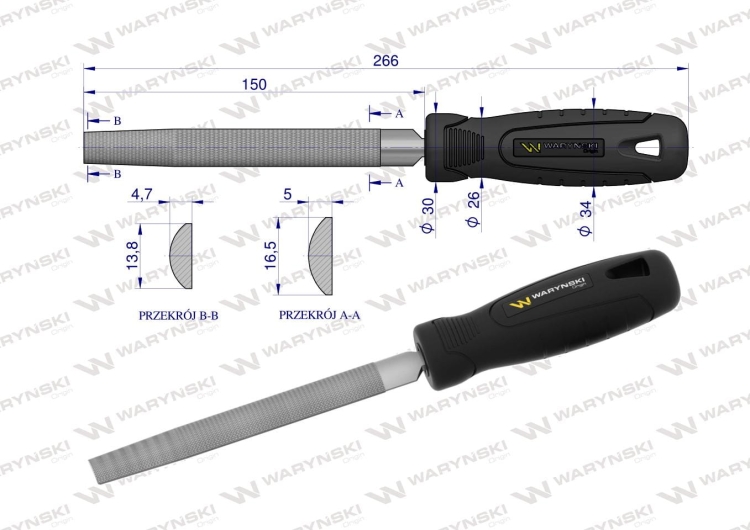 Pilnik półokrągły 150 mm Waryński 2