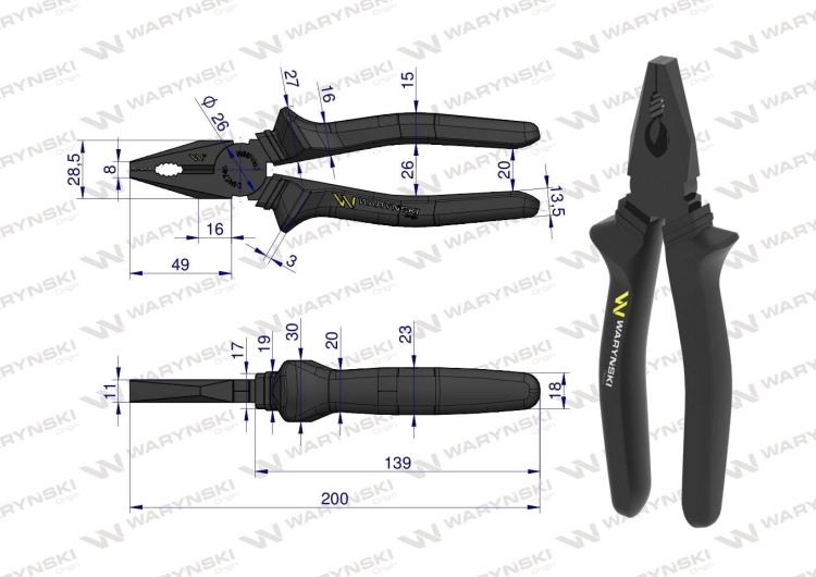 Szczypce uniwersalne 200 mm Waryński 2