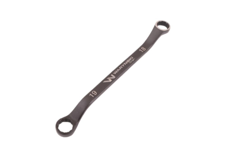 Klucz oczkowy odsadzony 18 x 19 mm CrV standard ASME B107.9 Waryński