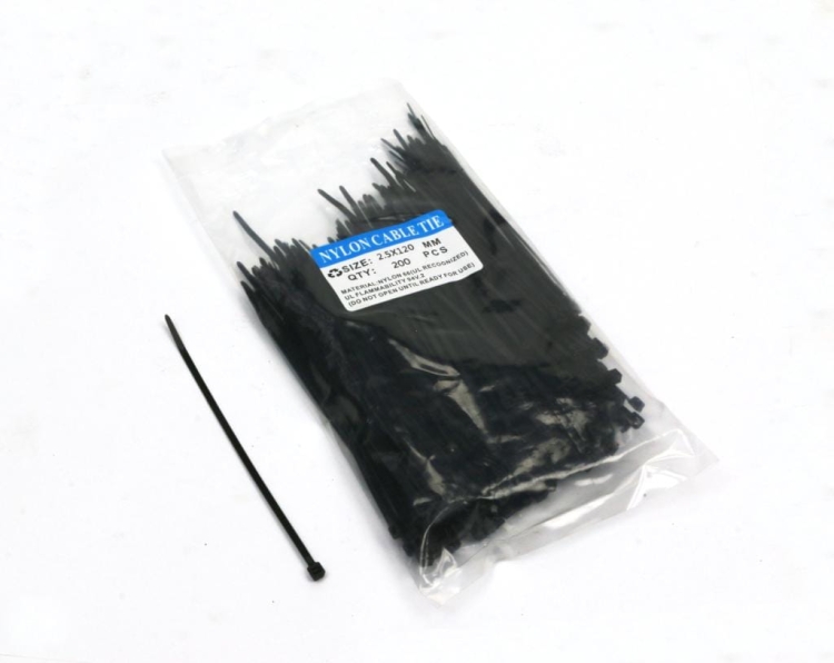 Opaski kablowe trytytki 2.5 x 150mm 200 szt w worku czarne odporne na UV
