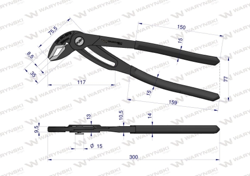 Szczypce do rur szybkonastawne 310mm zakres szczęk 72 mm Waryński 2