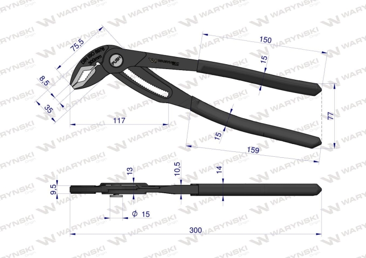 Szczypce do rur szybkonastawne 310mm zakres szczęk 72 mm Waryński 2