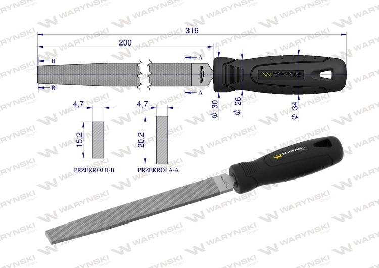 Pilnik płaski 200 mm Waryński 2