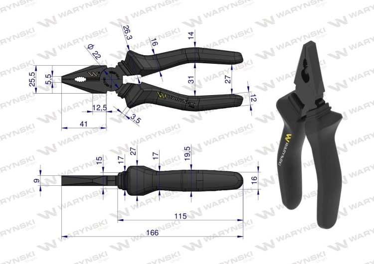 Szczypce uniwersalne 160 mm Waryński  2