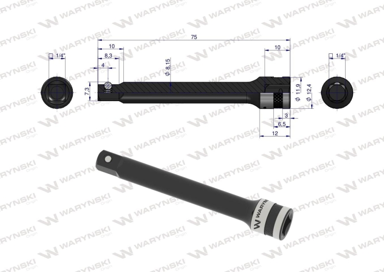 Przedłużka 1/4" 75 mm Waryński 3