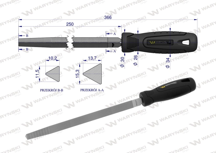 Pilnik trójkątny 250 mm Waryński 2