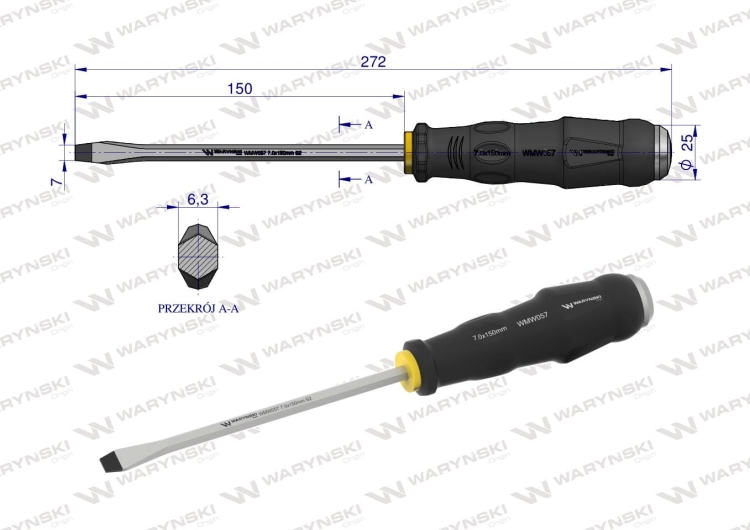 Wkrętak do pobijania 7.0x150mm Waryński 3