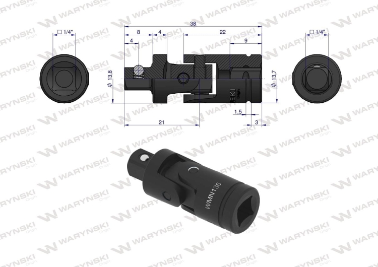 Przegub uniwersalny 1/4" Waryński 3
