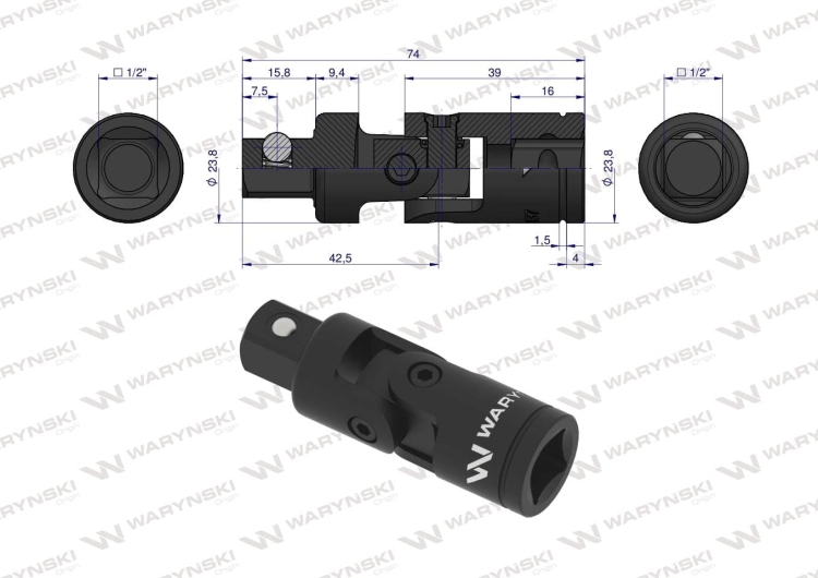 Przegub uniwersalny 1/2" Waryński 2