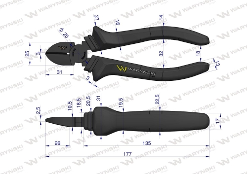 Szczypce boczne 180 mm Waryński 2