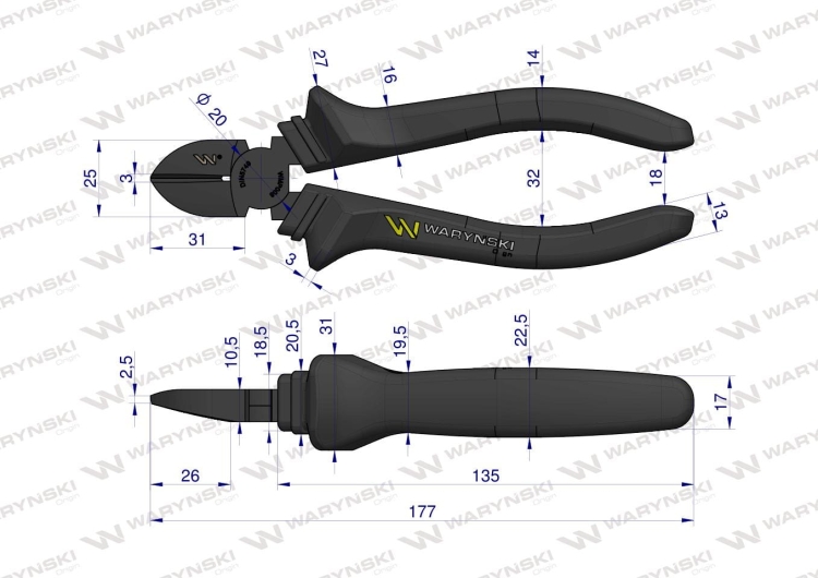 Szczypce boczne 180 mm Waryński 2